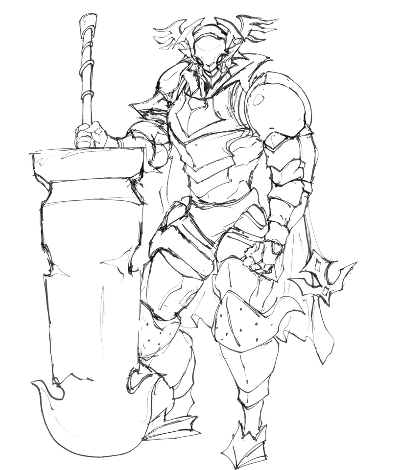 Spectral Arbiter greatsword refined armour line drawing